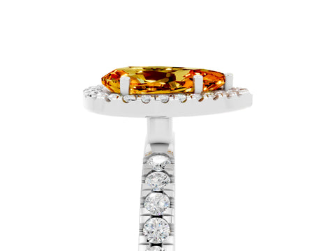 White gold Pear Cut Halo Diamond Pave Band with Prong Setting_5