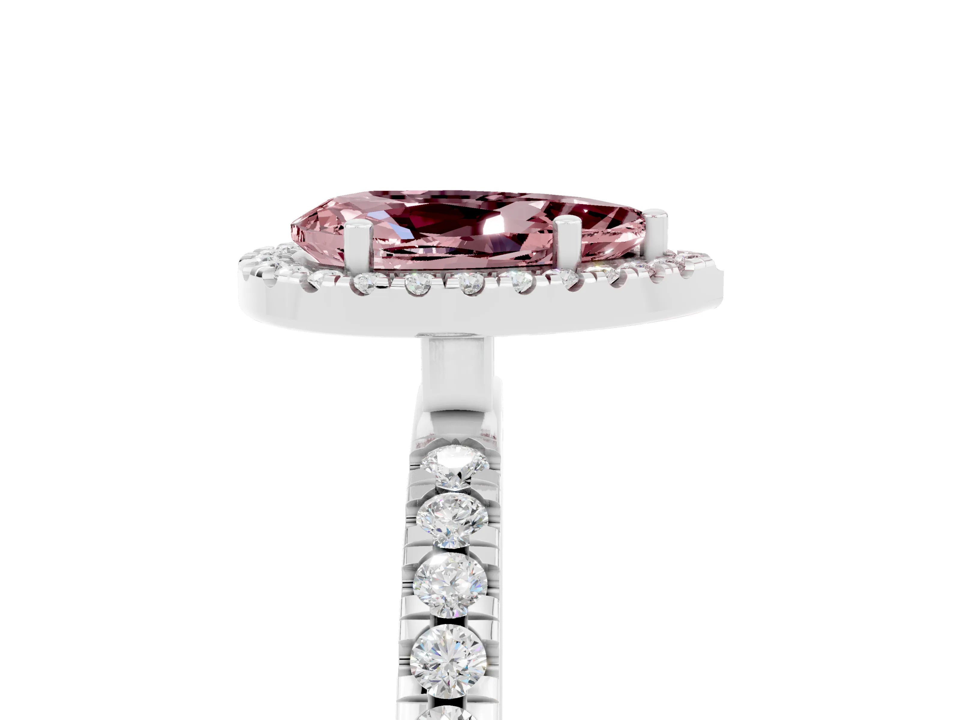 White gold Pear Cut Halo Diamond Pave Band with Prong Setting_5
