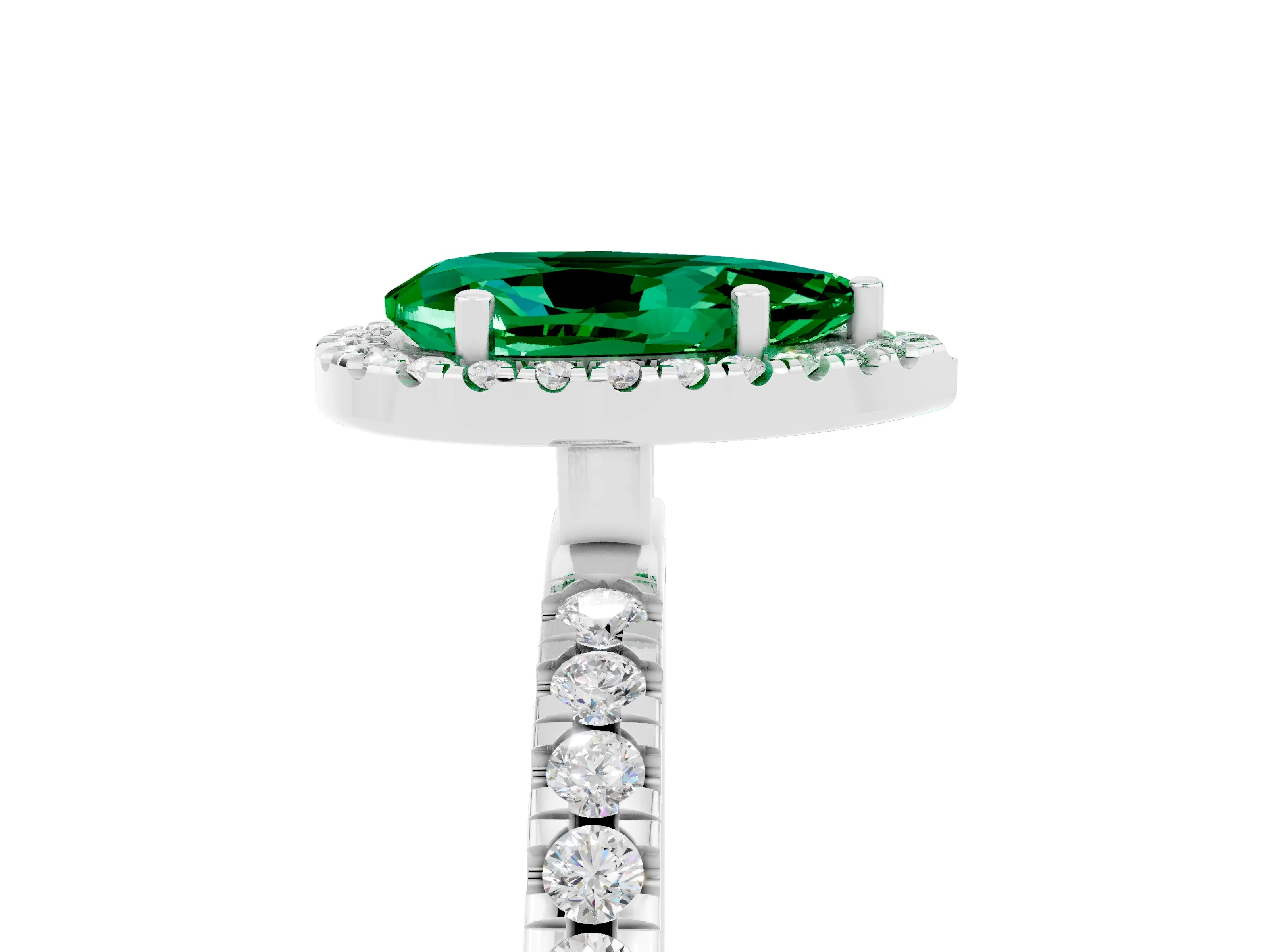 White gold Pear Cut Halo Diamond Pave Band with Prong Setting_5