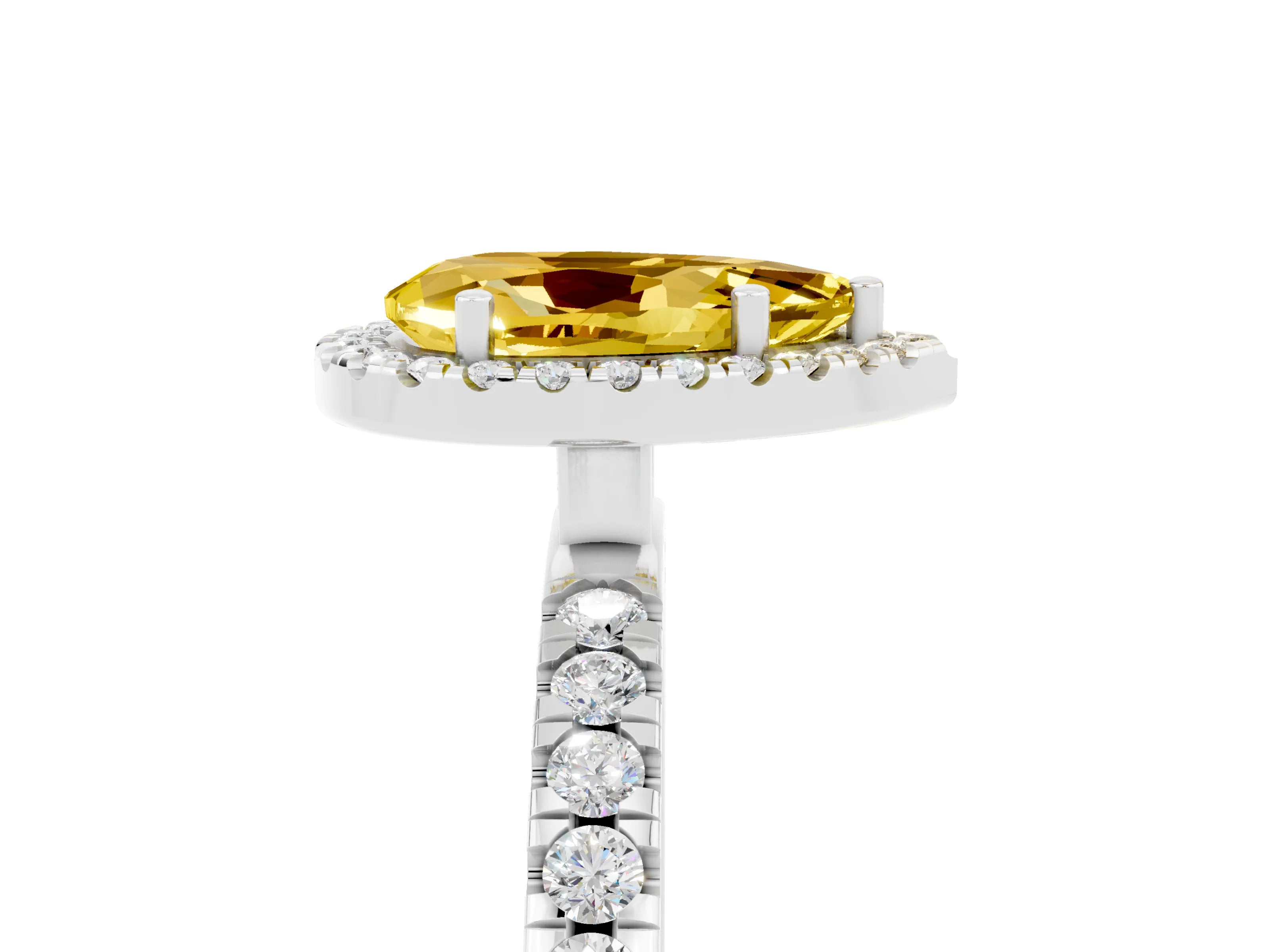 White gold Pear Cut Halo Diamond Pave Band with Prong Setting_5