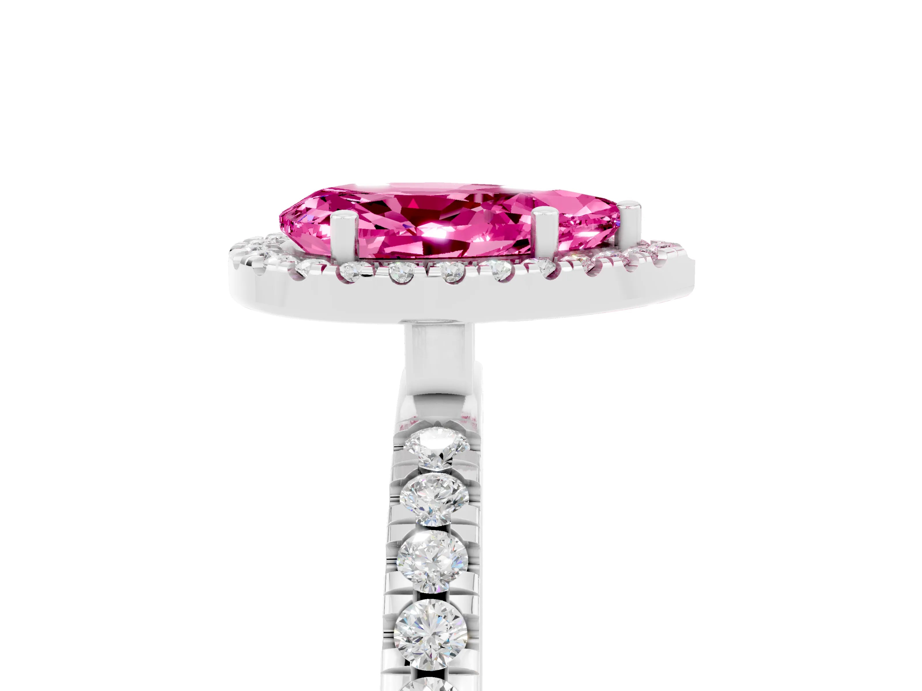 White gold Pear Cut Halo Diamond Pave Band with Prong Setting_5