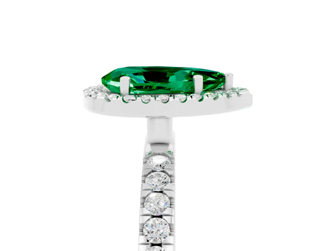 White gold Pear Cut Halo Diamond Pave Band with Prong Setting_5