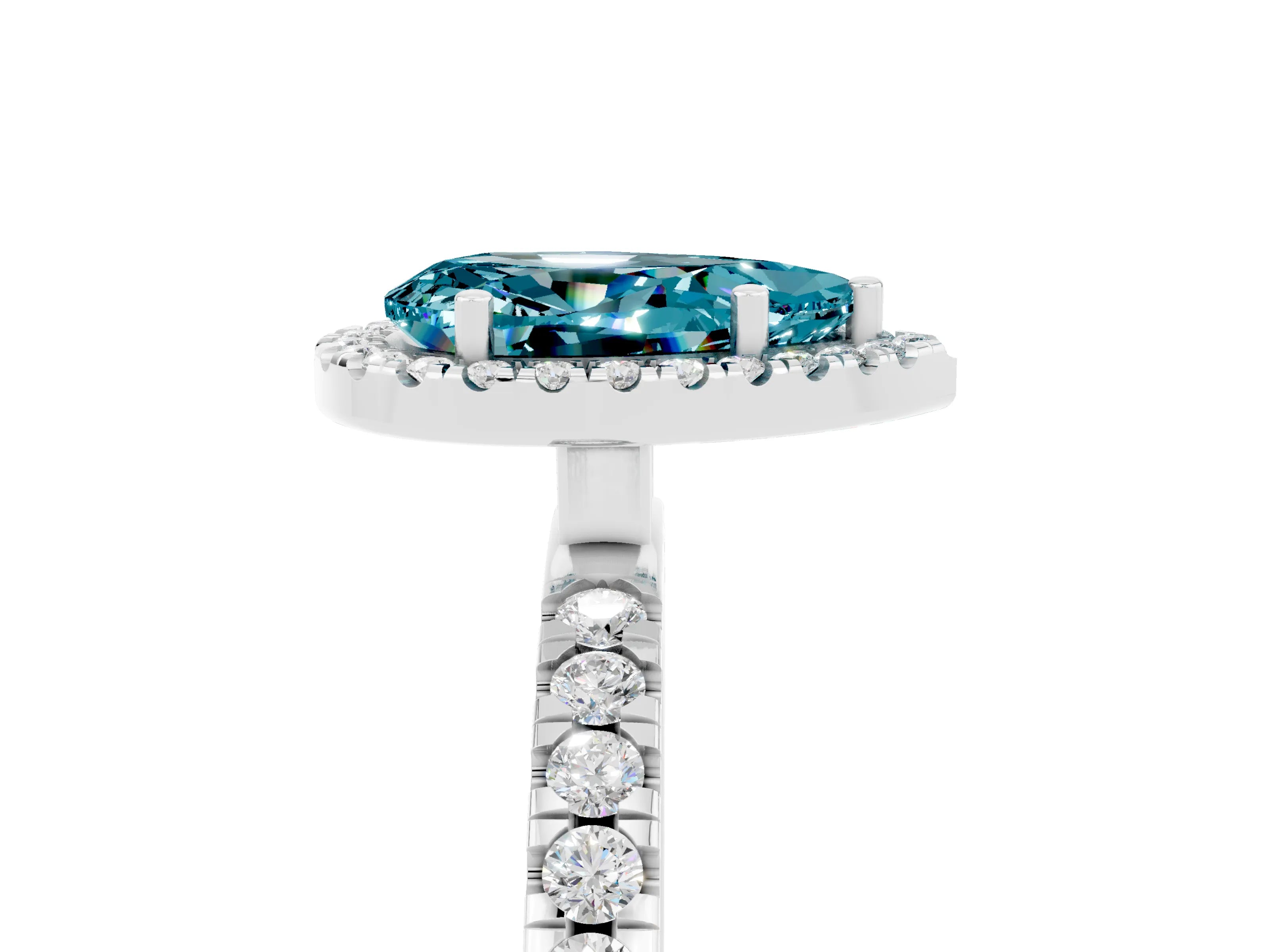 White gold Pear Cut Halo Diamond Pave Band with Prong Setting_5