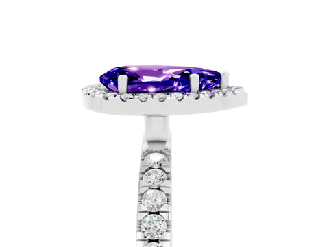 White gold Pear Cut Halo Diamond Pave Band with Prong Setting_5