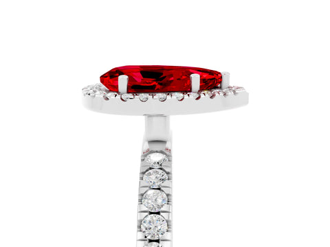 White gold Pear Cut Halo Diamond Pave Band with Prong Setting_5