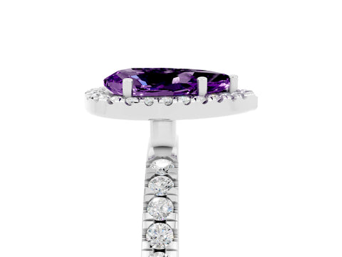 White gold Pear Cut Halo Diamond Pave Band with Prong Setting_5