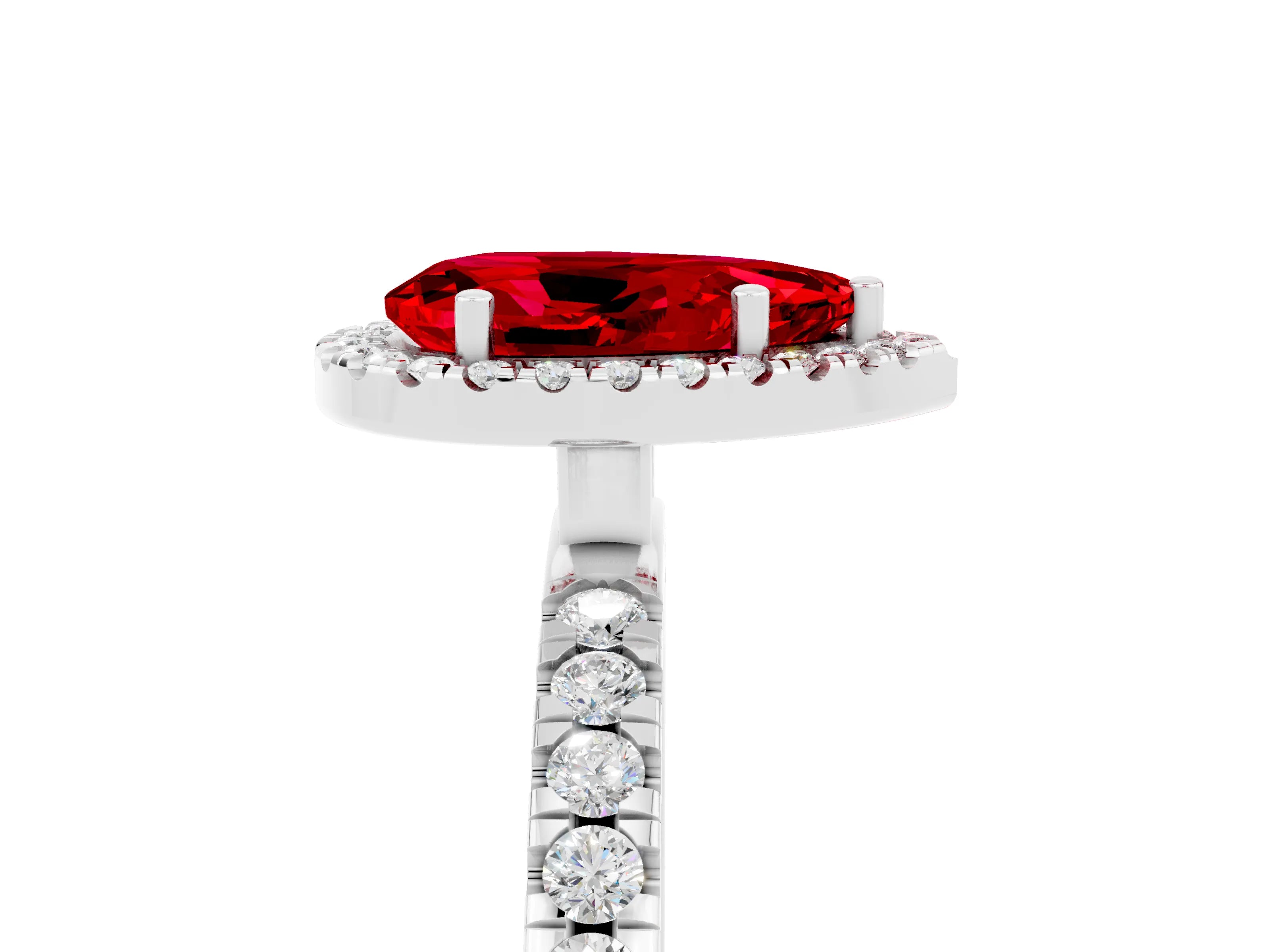 White gold Pear Cut Halo Diamond Pave Band with Prong Setting_5