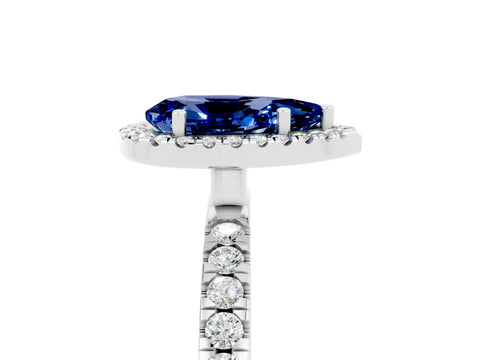 White gold Pear Cut Halo Diamond Pave Band with Prong Setting_5