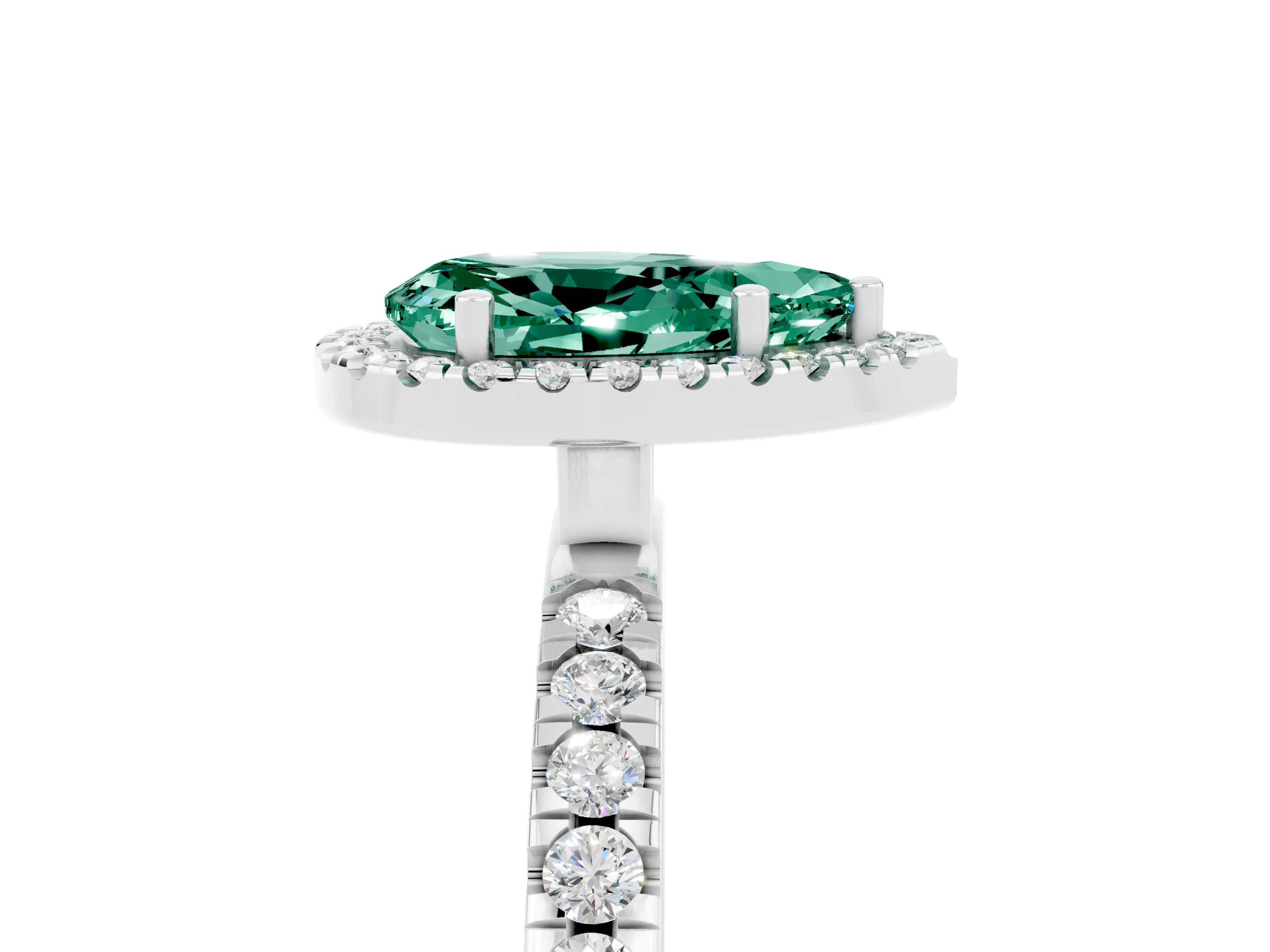White gold Pear Cut Halo Diamond Pave Band with Prong Setting_5