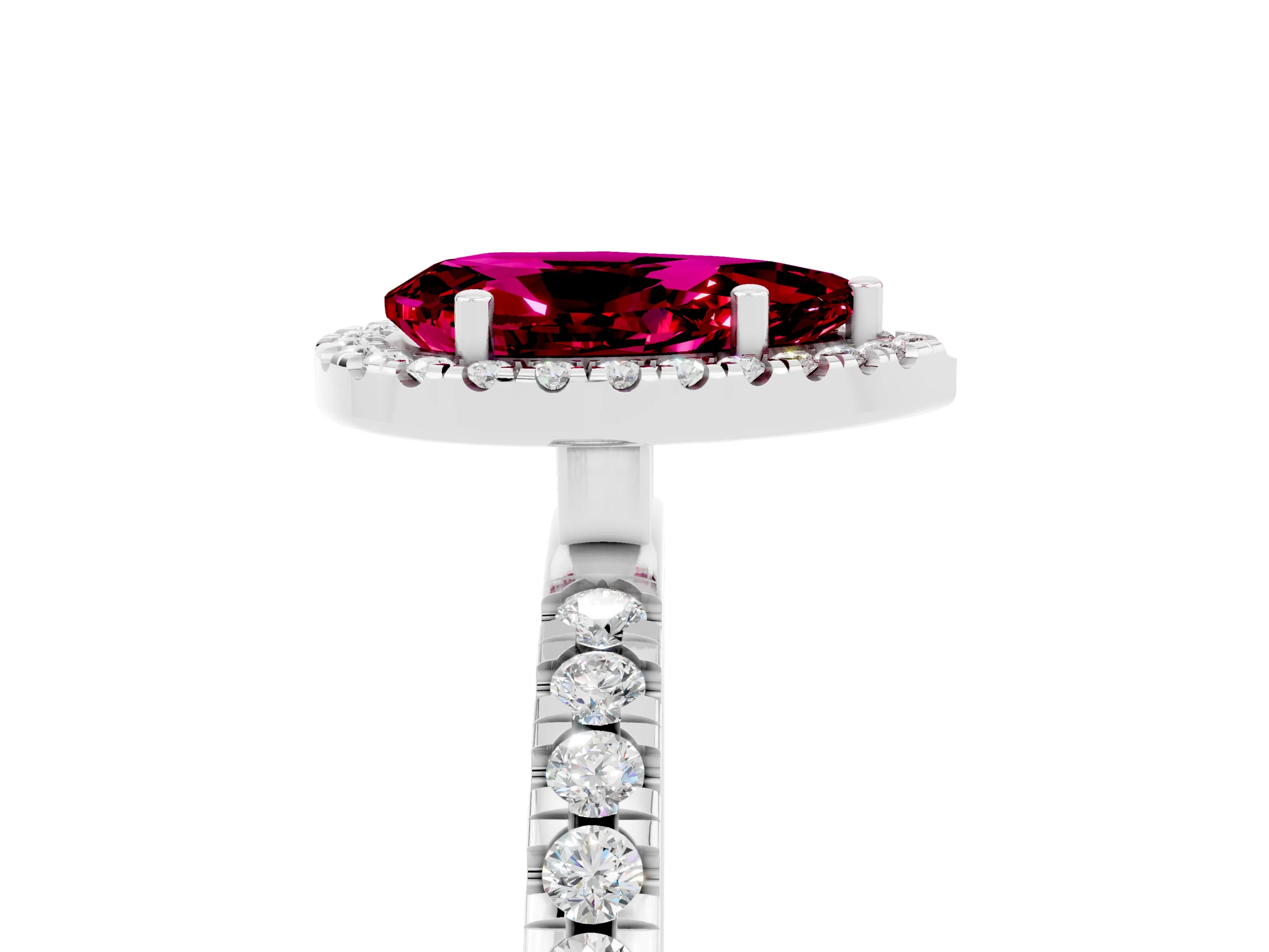 White gold Pear Cut Halo Diamond Pave Band with Prong Setting_5