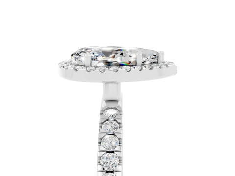 White gold Pear Cut Halo Diamond Pave Band with Prong Setting_5