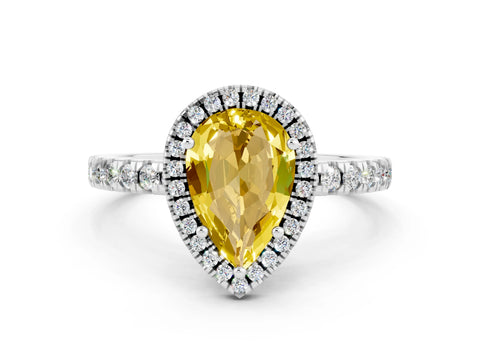 White gold Pear Cut Halo Diamond Pave Band with Prong Setting