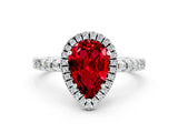 White gold Pear Cut Halo Diamond Pave Band with Prong Setting