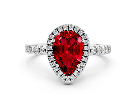 White gold Pear Cut Halo Diamond Pave Band with Prong Setting