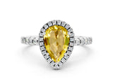White gold Pear Cut Halo Diamond Pave Band with Prong Setting