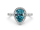 White gold Pear Cut Halo Diamond Pave Band with Prong Setting