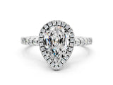 White gold Pear Cut Halo Diamond Pave Band with Prong Setting