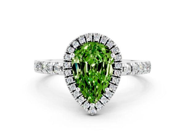 Silver Pear Cut Halo Diamond Pave Band with Prong Setting