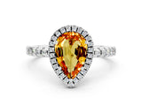 White gold Pear Cut Halo Diamond Pave Band with Prong Setting