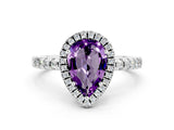 White gold Pear Cut Halo Diamond Pave Band with Prong Setting