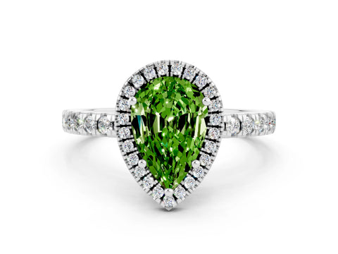 White gold Pear Cut Halo Diamond Pave Band with Prong Setting