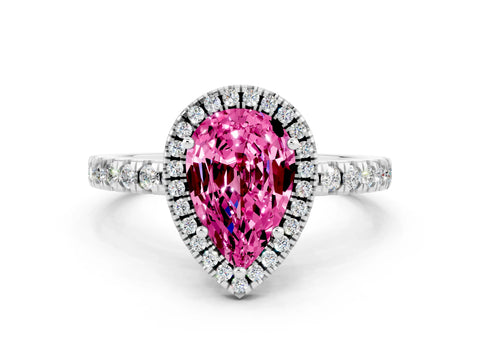 White gold Pear Cut Halo Diamond Pave Band with Prong Setting