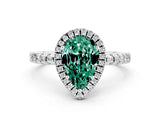White gold Pear Cut Halo Diamond Pave Band with Prong Setting
