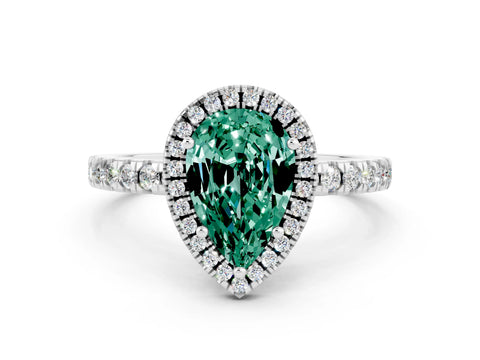 White gold Pear Cut Halo Diamond Pave Band with Prong Setting