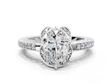 White gold Pear Cut Halo Diamond Ring with Channel Set Band and Four-Prong Setting_32