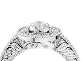 White gold Pear Cut Halo Diamond Ring with Pavé Band and Four-Prong Setting_95