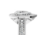 White gold Pear Cut Halo Diamond Ring with Pavé Band and Four-Prong Setting_96