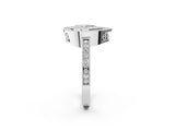 White gold Pear Cut Halo Diamond Ring with Pavé Band and Milgrain Prong Setting_30
