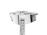 White gold Pear Cut Halo Diamond Ring with Pavé Band and Milgrain Prong Setting_33