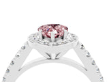 White gold Pear Cut Halo Diamond Ring with Pavé Band and Three-Prong Setting_10