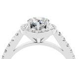 White gold Pear Cut Halo Diamond Ring with Pavé Band and Three-Prong Setting_10