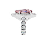 White gold Pear Cut Halo Diamond Ring with Pavé Band and Three-Prong Setting_11