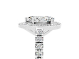 White gold Pear Cut Halo Diamond Ring with Pavé Band and Three-Prong Setting_11