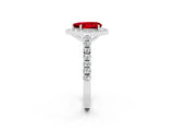 White gold Pear Cut Halo Diamond Ring with Pavé Band and Three-Prong Setting_14