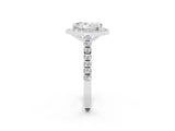 White gold Pear Cut Halo Diamond Ring with Pavé Band and Three-Prong Setting_14