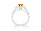 White gold Pear Cut Halo Diamond Ring with Pavé Band and Three-Prong Setting_15