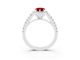 White gold Pear Cut Halo Diamond Ring with Pavé Band and Three-Prong Setting_15