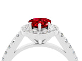 White gold Pear Cut Halo Diamond Ring with Pavé Band and Three-Prong Setting_16