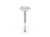 White gold Pear Cut Halo Diamond Ring with Pavé Band and Three-Prong Setting_20