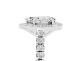 White gold Pear Cut Halo Diamond Ring with Pavé Band and Three-Prong Setting_23
