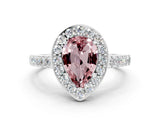 White gold Pear Cut Halo Diamond Ring with Pavé Band and Three-Prong Setting_24