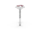 White gold Pear Cut Halo Diamond Ring with Pavé Band and Three-Prong Setting_24