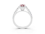 White gold Pear Cut Halo Diamond Ring with Pavé Band and Three-Prong Setting_25