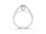 White gold Pear Cut Halo Diamond Ring with Pavé Band and Three-Prong Setting_25