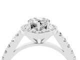 White gold Pear Cut Halo Diamond Ring with Pavé Band and Three-Prong Setting_26