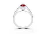 White gold Pear Cut Halo Diamond Ring with Pavé Band and Three-Prong Setting_27
